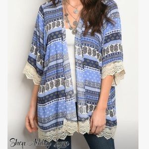 Blue Paisley Floral Kimono